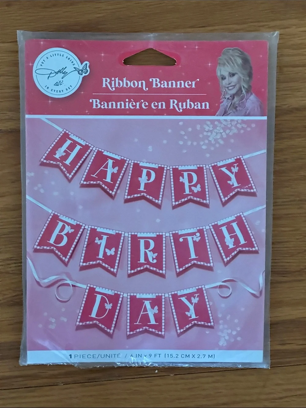Dolly Ribbon Banner Pink “Happy Birthday' Party Ribbon Band Garland New